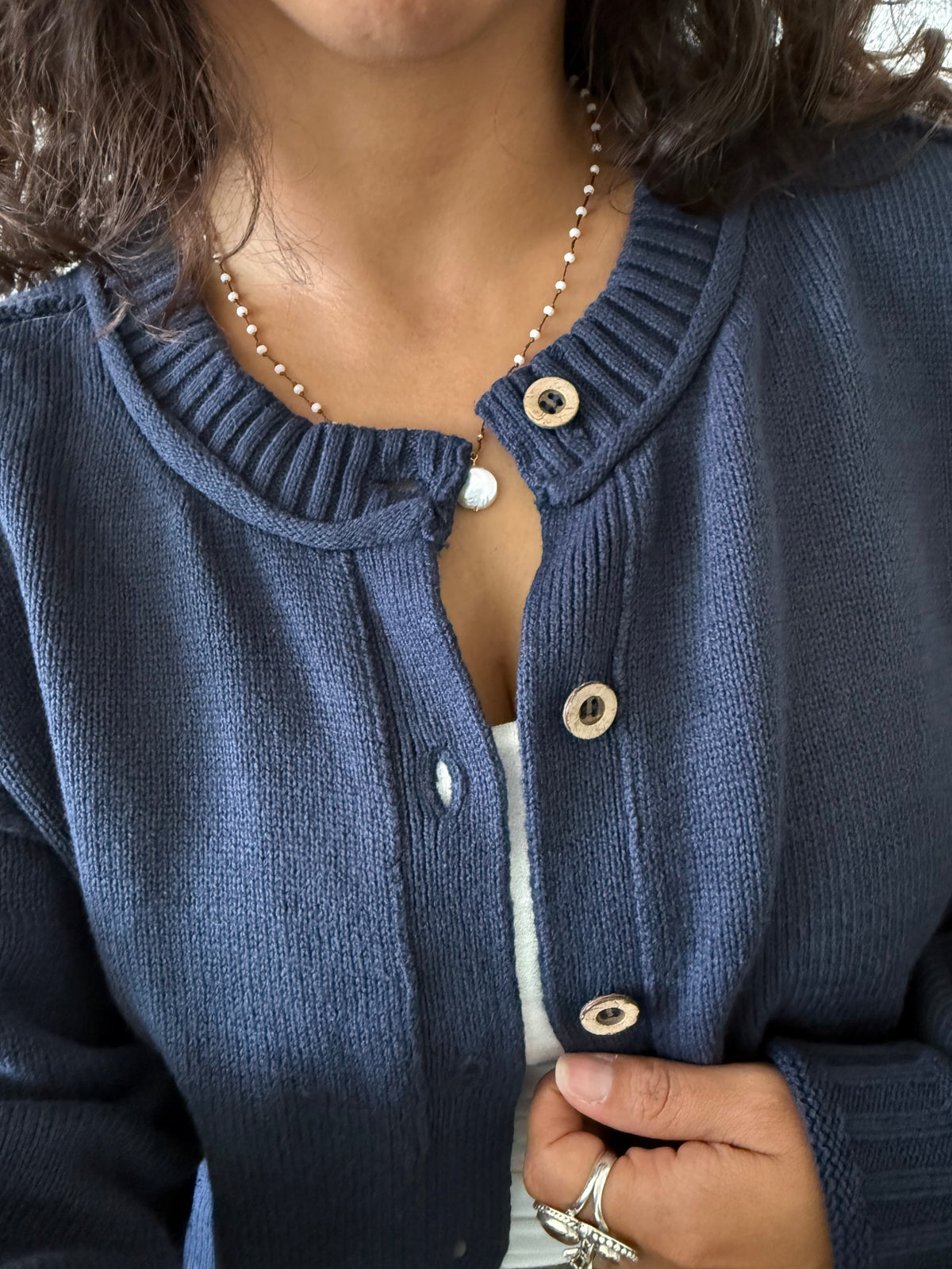 Navy Crew Cardigan