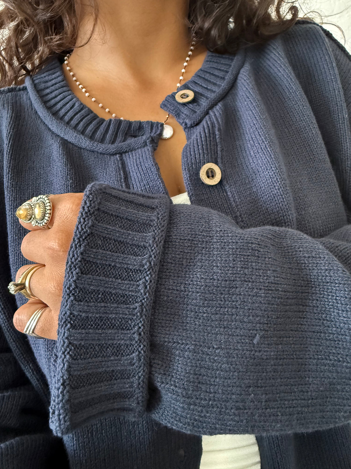 Navy Crew Cardigan