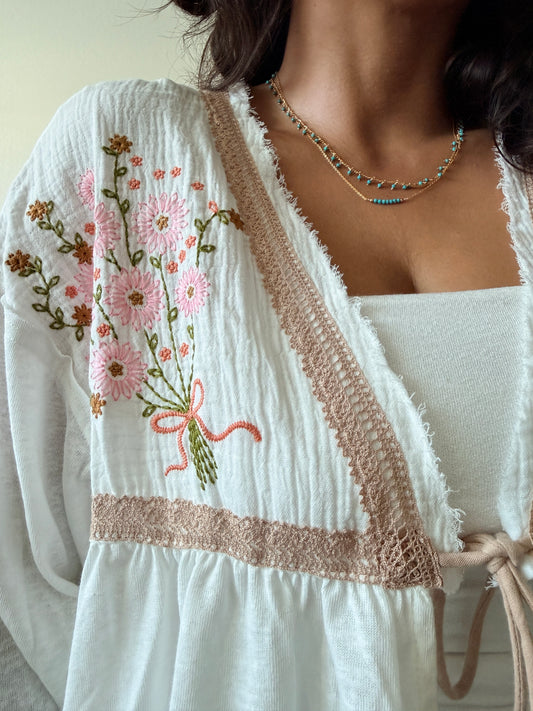 Hand Embroidered Front Tie Top