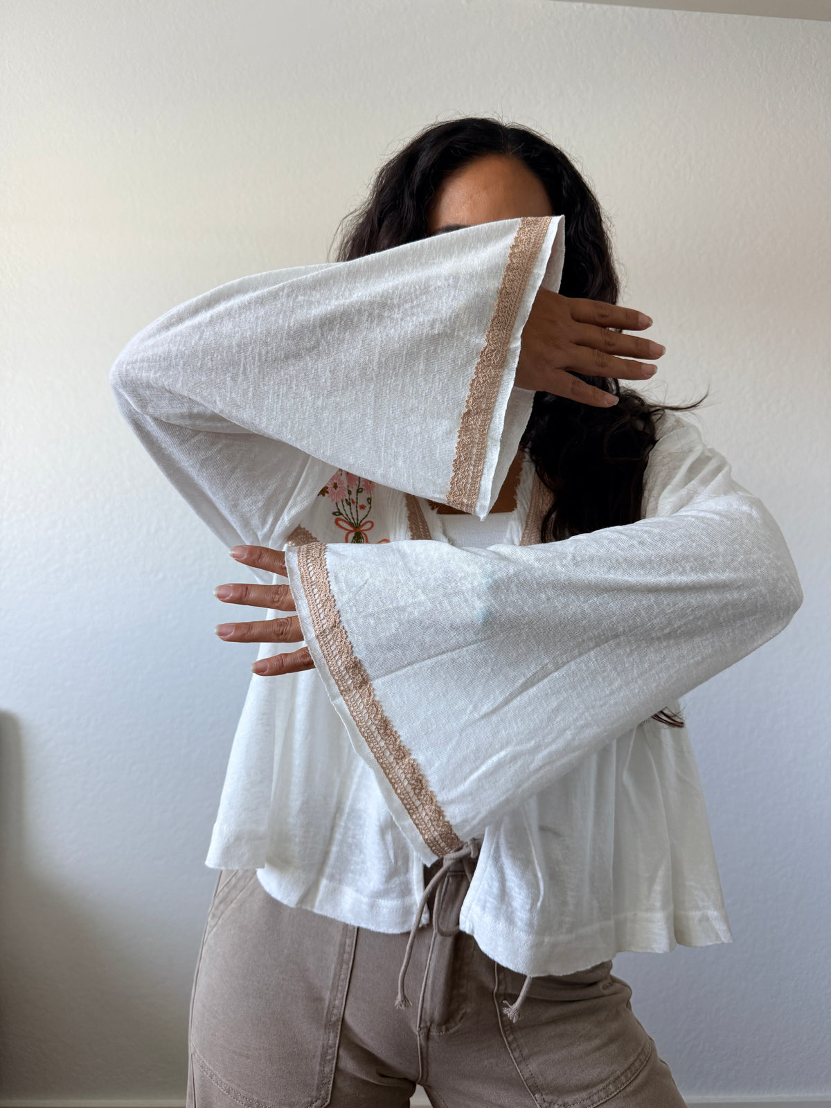 Hand Embroidered Front Tie Top