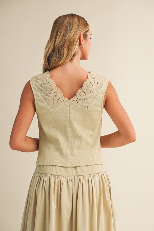 Mustard Eyelet Top