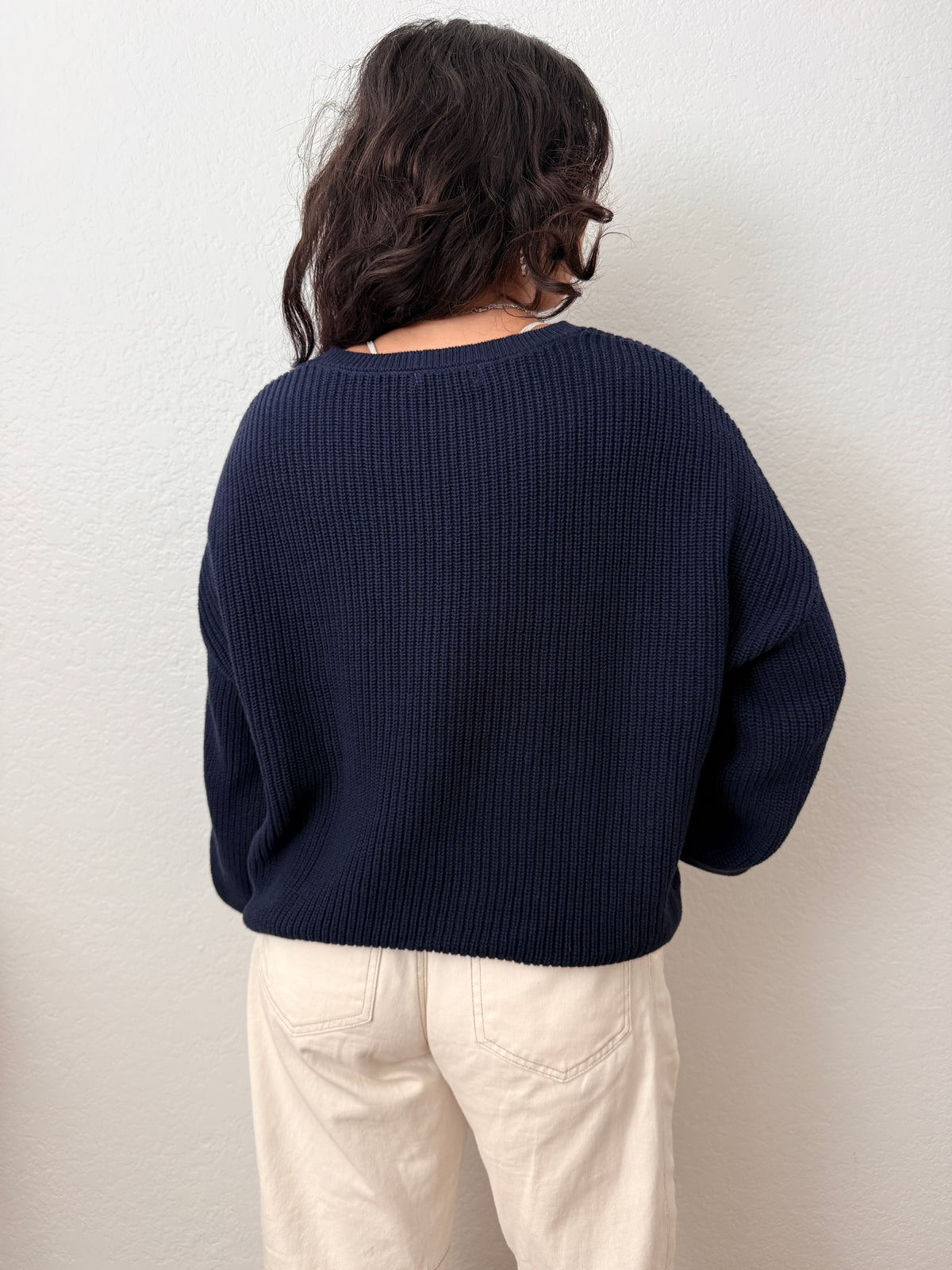 Navy Cozy Cotton Knit Sweater