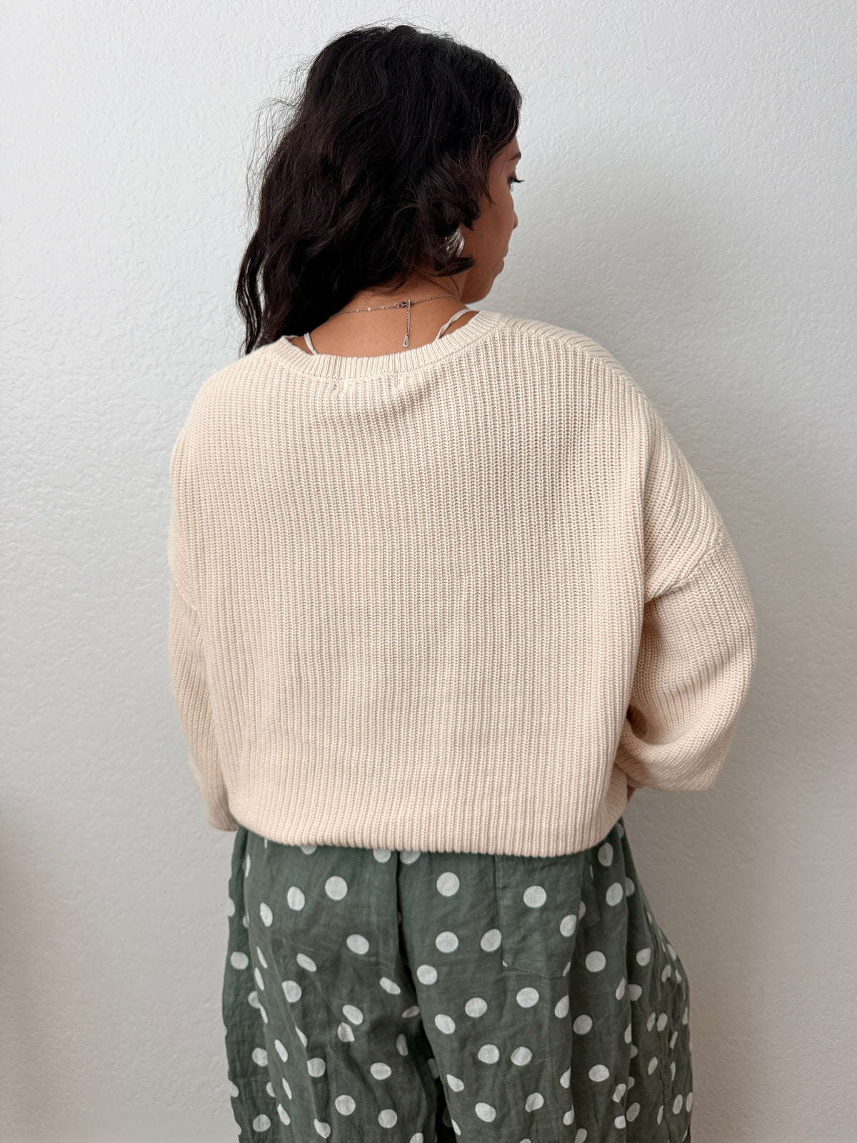 Cream Cozy Cotton Knit Sweater