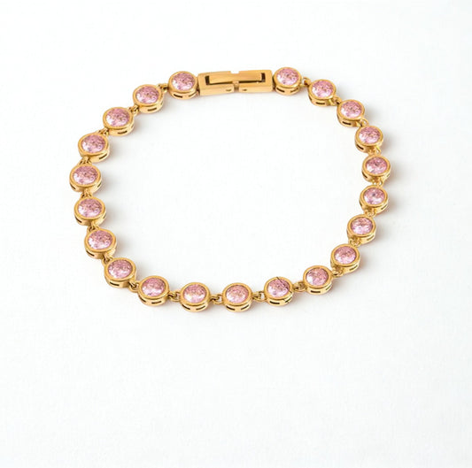 Pink Round Stone Bracelet