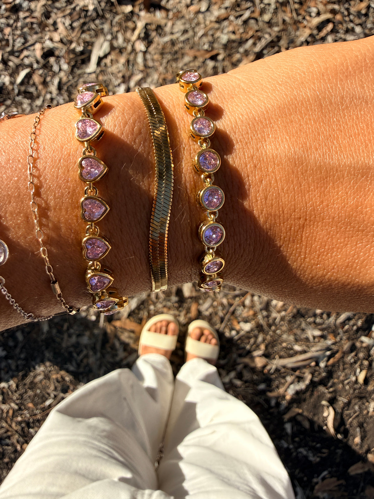 Pink Round Stone Bracelet