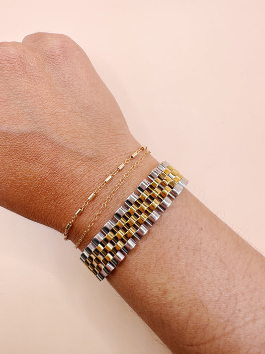 Two Tone Watchband Bracelet