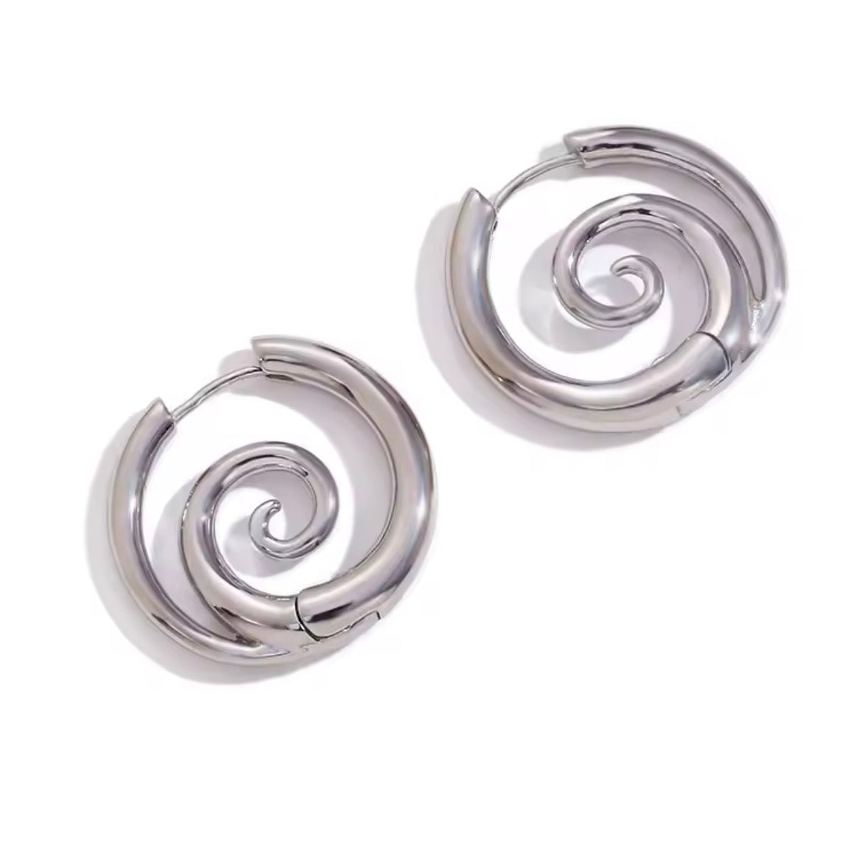 Silver Swirl Hoops