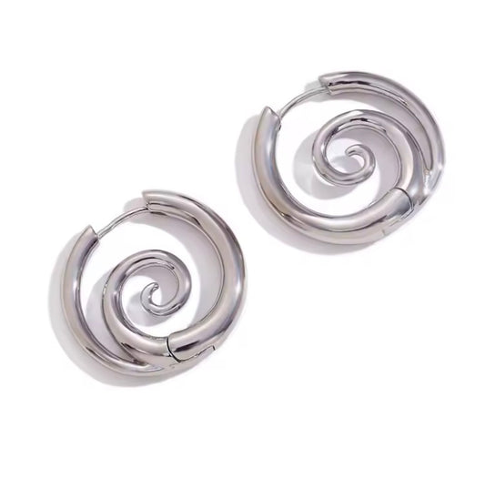 Silver Swirl Hoops