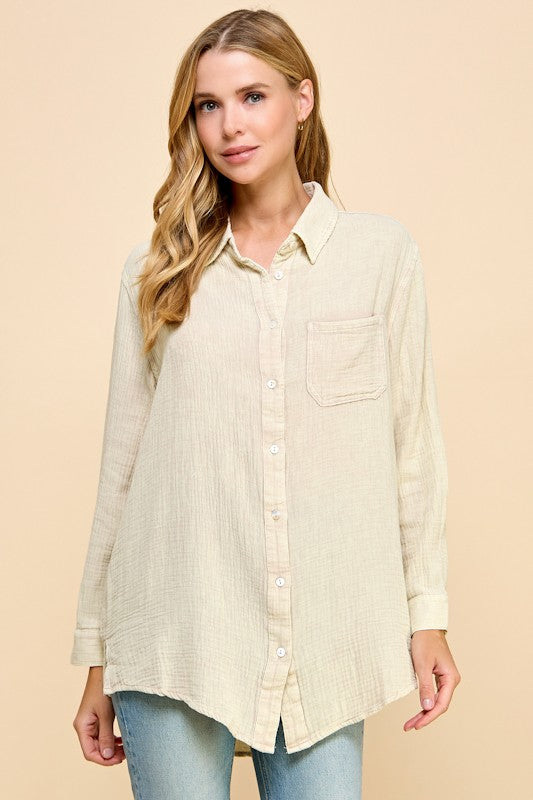Cotton Sage Button Down Shirt