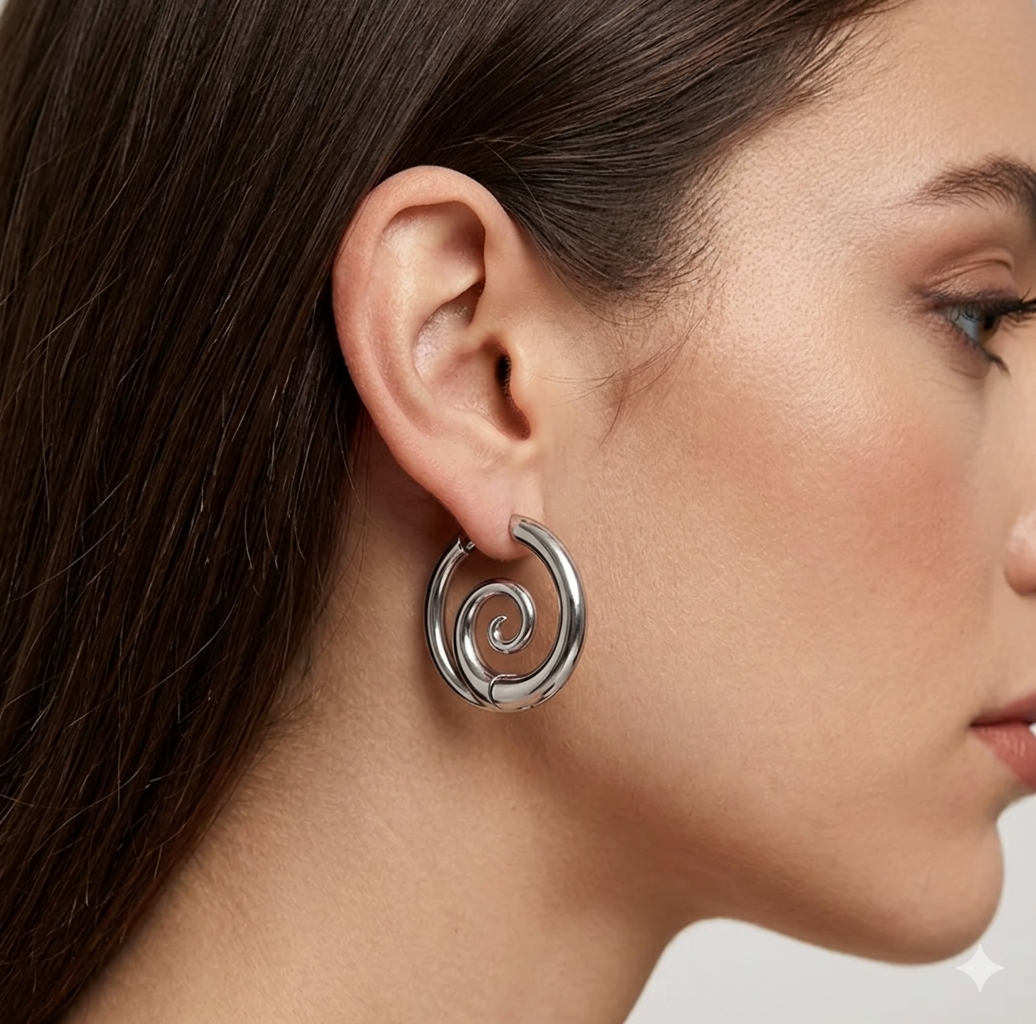 Silver Swirl Hoops