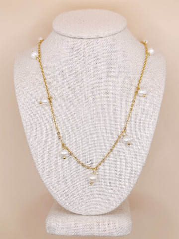 Gold Plated Pearl Drop Necklace