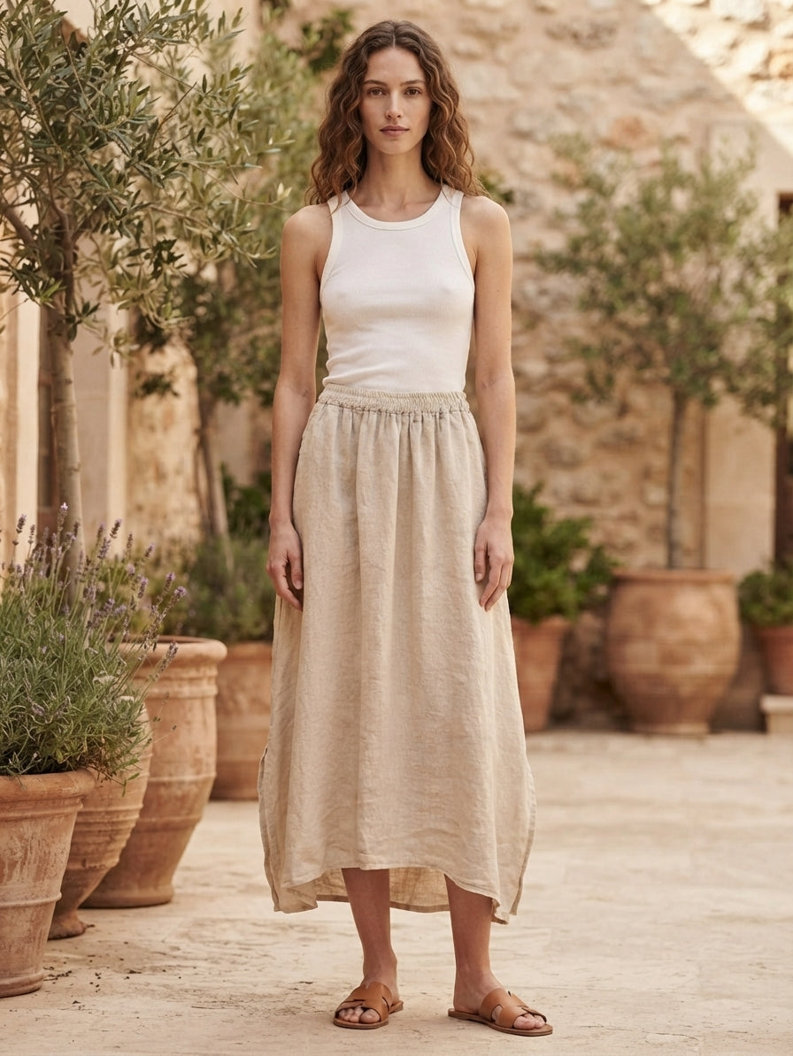 Sahara Linen Midi Skirt