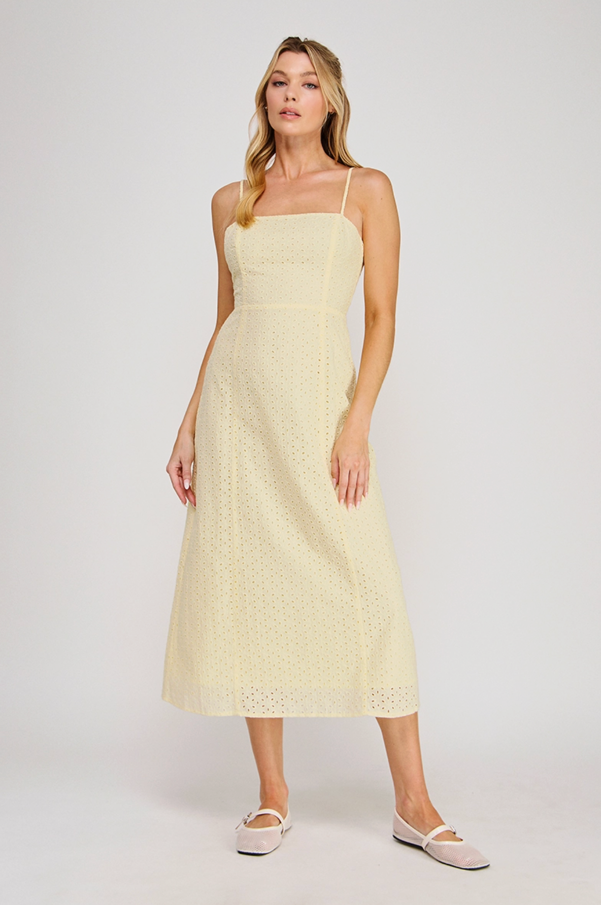 Butter Yellow Eyelet Dress