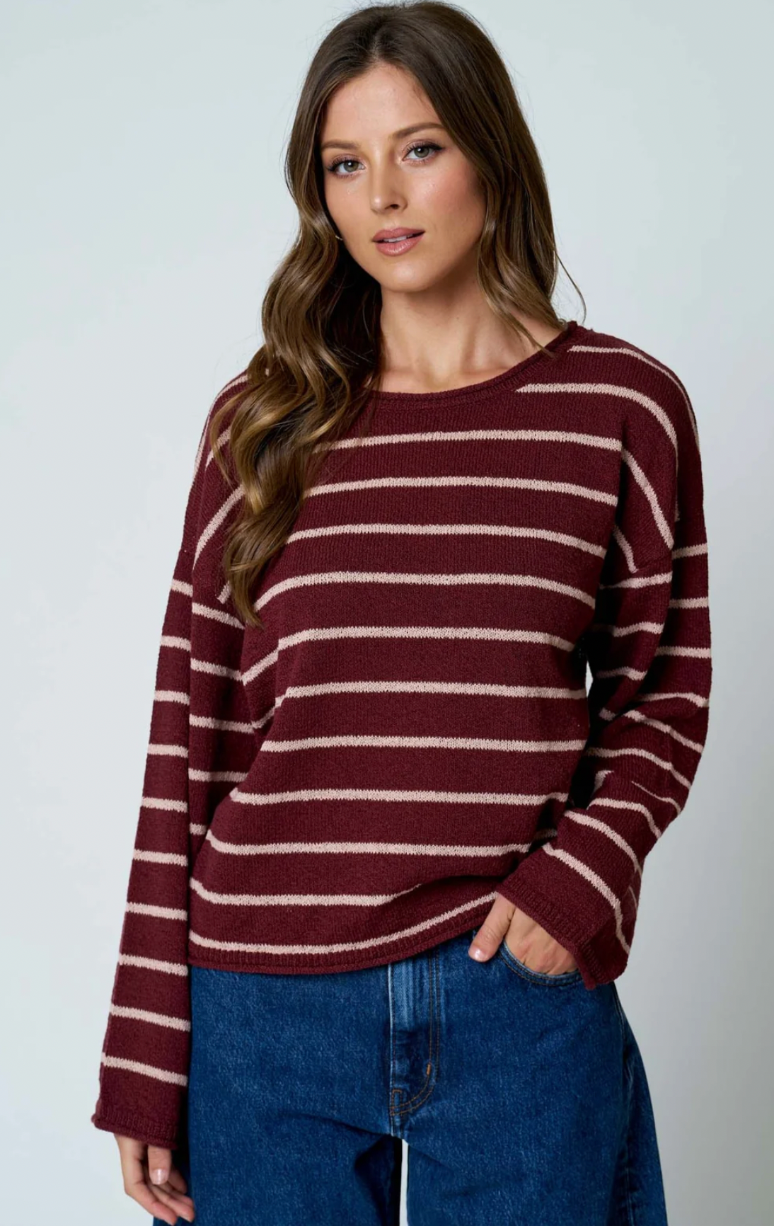Burgundy Striped Sweater
