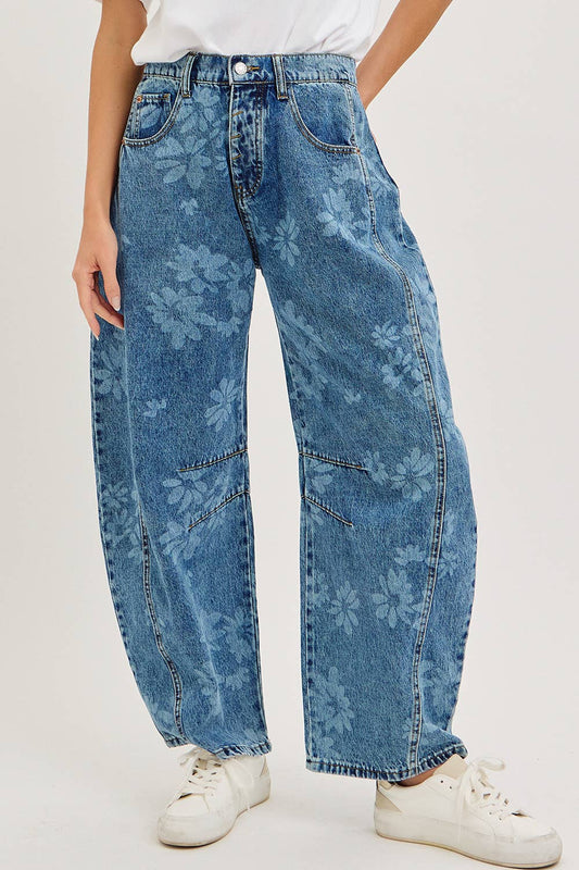 Floral Barrel Jeans