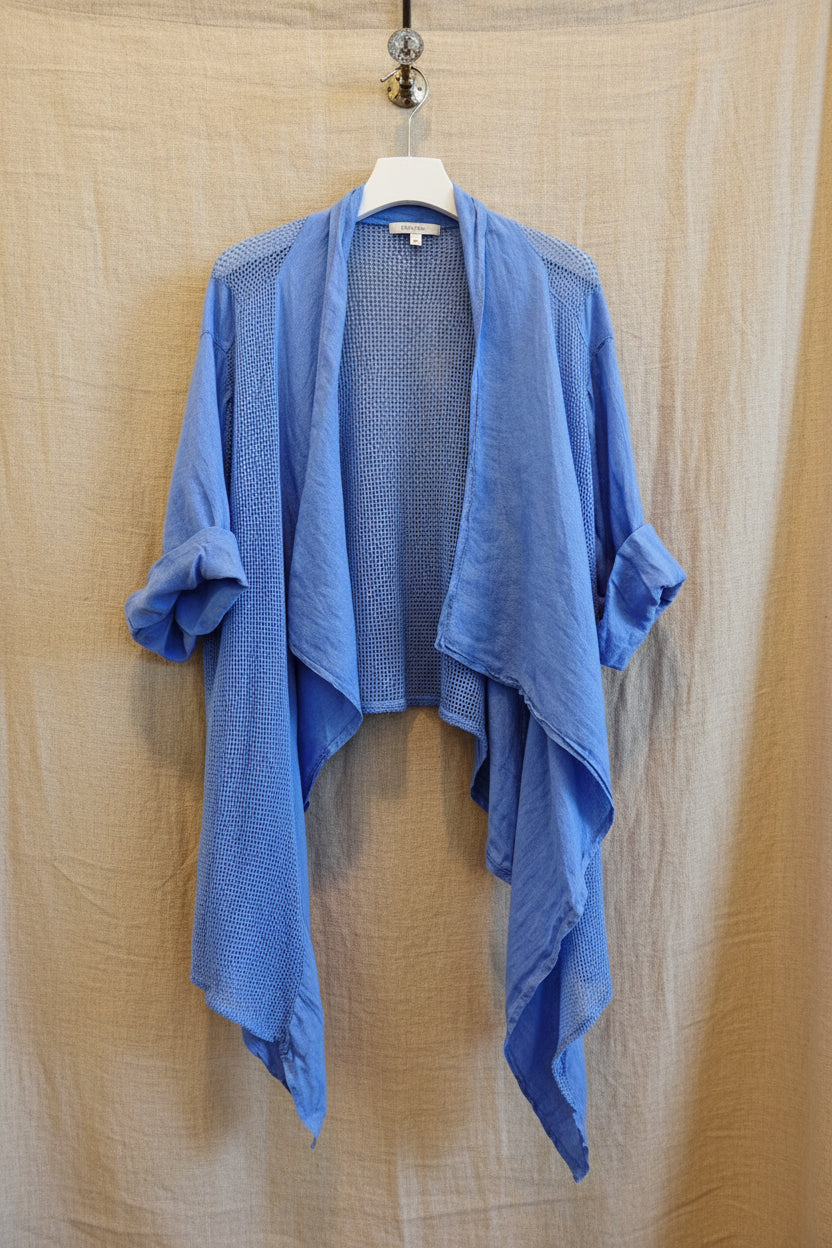 Blue Linen Cardigan