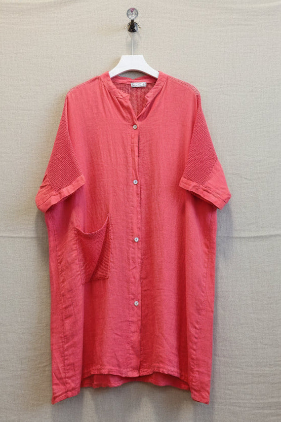 Coral Linen Tunic Dress