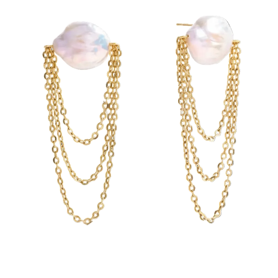 Pearl Chain Drape Earrings