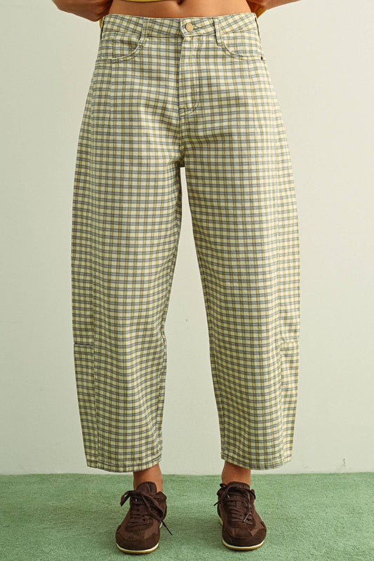 Kiwi Checkered Barrel Jeans