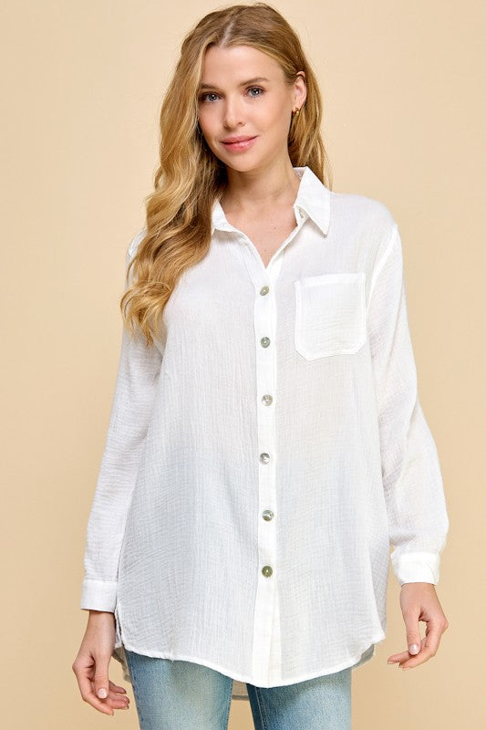 White Gauze Cotton Shirt