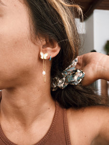 Butterfly Pearl Chain Earrings