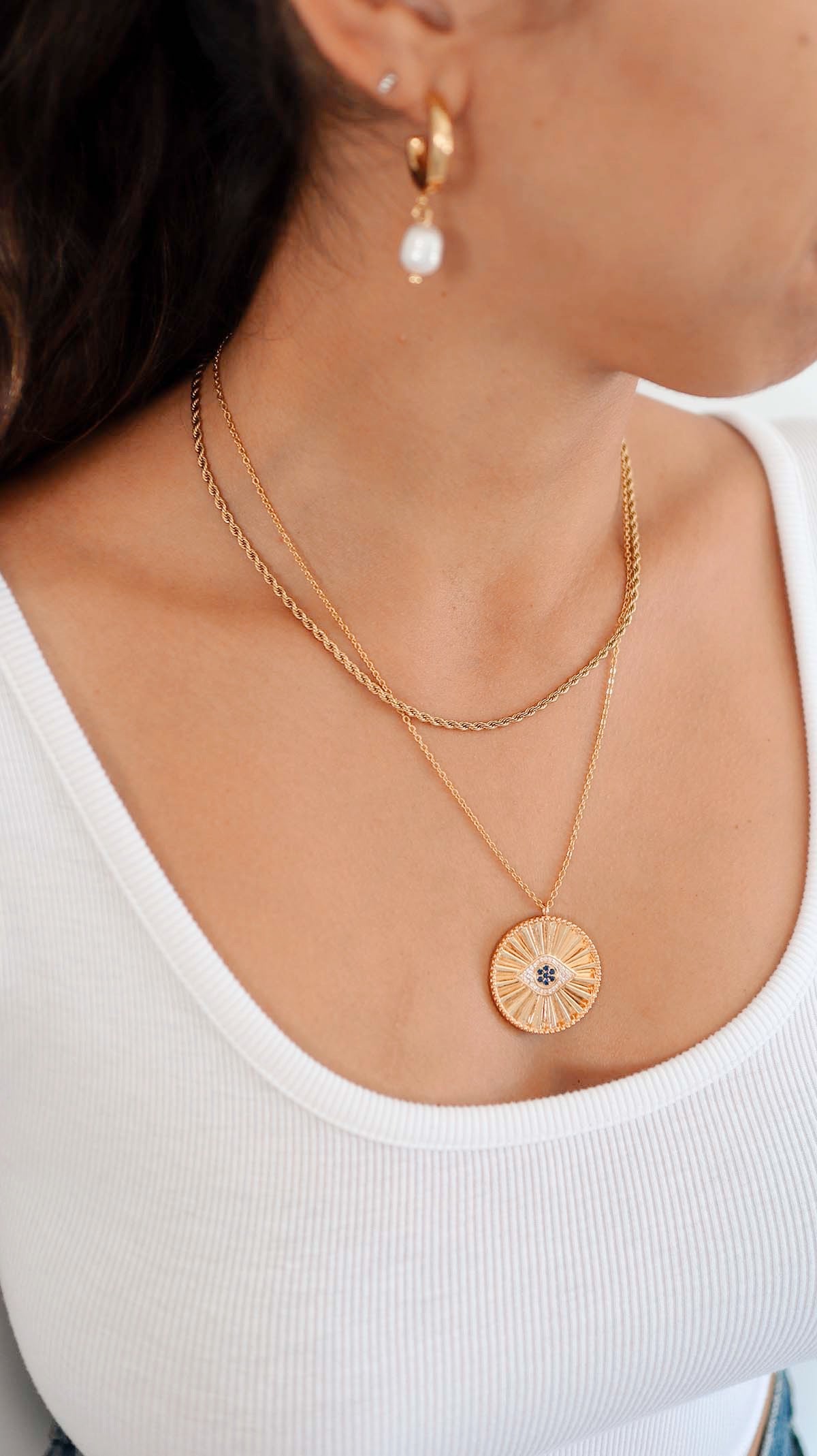 Evil Eye Coin Pendant Necklace